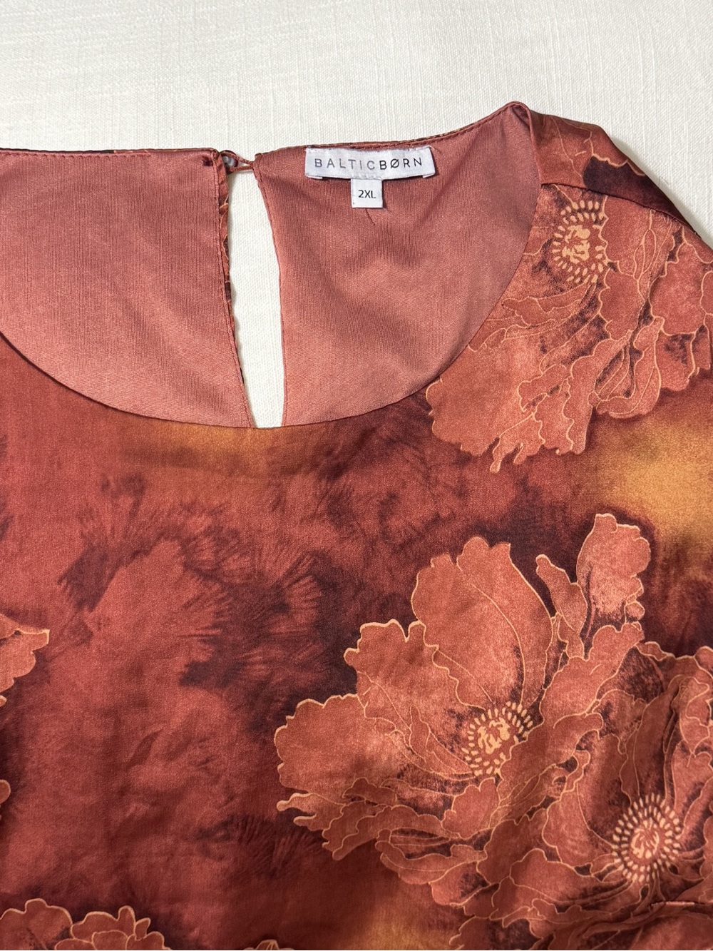 Baltic Born Terracotta Floral Tie-Waist Satin Paula Maxi Dress 2XL - Picture 6 of 7